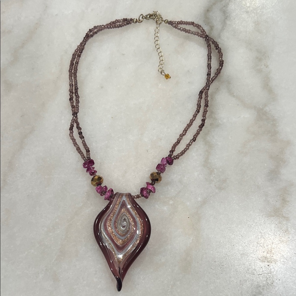 Vintage 16” Murano Art Glass Pendant Necklace